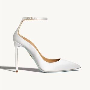Aquazzura White Pointed Toe Ankle Strap Stiletto Heels